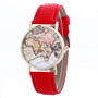 Unisex World Map Leather Wrist Watch