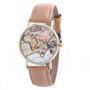 Unisex World Map Leather Wrist Watch