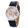 Unisex World Map Leather Wrist Watch