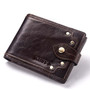 KAVIS 100% Genuine Leather Wallet Men Male Coin Purse Mini Portomonee Clamp for Money Bag for Zipper Pocket Card Holder Hasp