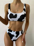 2020 New Cow Print High Waist Bikinis Swimwear Women High Leg Bikini Set Swimsuits Spring Summer Female Swimming Suit Beachwear
