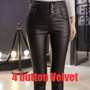 Leather Winter leggings Velvet Women High Waist