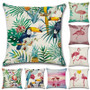 Birds Throw Pillow Case Linen/cotton Flamingo Cushion Cover Car Sofa Home Decor