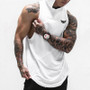 Brand Fitness Clothing Bodybuilding Mens Tank Top with Hooded Gym Stringer Hoodie Tank tops Workout Singlet Sleeveless Shirt
