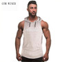 Gym winer Brand clothing Bodybuilding hoodie Shirt Fitness Men Tank Top Muscle Vest Stringer Undershirt Hooded vest TankTop