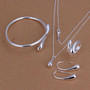 silver jewelry set necklace bracelet earring ring