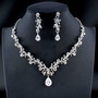 Classic women's wedding jewelry set silver / gold color fine necklace earrings