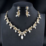 Classic women's wedding jewelry set silver / gold color fine necklace earrings