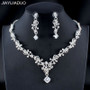 Classic women's wedding jewelry set silver / gold color fine necklace earrings