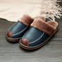 Men Leather Slippers Warm Indoor Slipper Waterproof House Shoes