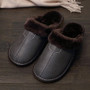 Men Leather Slippers Warm Indoor Slipper Waterproof House Shoes