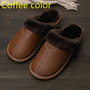 Men Leather Slippers Warm Indoor Slipper Waterproof House Shoes