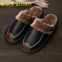 Men Leather Slippers Warm Indoor Slipper Waterproof House Shoes