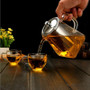 Glass Teapot With Stainless Steel Infuser Tea Pot Square Clear Kettle