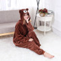 Bear Onesie Slippers Women Pajama Funny Festival Party Fancy Zipper Button Overalls