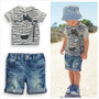 2020 Summer style Boy Clothes Set Kids Clothes Boys Clothing Short-sleeved T-shirt+Denim shorts 2 Pcs Outfit Set Children Suit