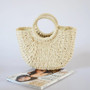 New Handmade Semicircle Women Handbag Summer Woven Beach Bag Female Bohemia Straw Bag Fashion Knitted Round Handle Vacation Tote