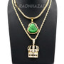 Iced Buddha Pendant w/ 5mm Franco Chain / CROWN Pendant w/ 4mm Rope Chain Set G