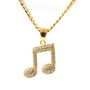 316L Solid Stainless Steel Hip Hop Musical Note Pendant w/ 5mm Miami Cuban Chain