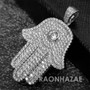 Hip Hop Blinged Out Hands of Hamsa Pendant w/ 5mm Miami Cuban Chain