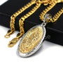 Raonhazae 316L Stainless The Virgin of Guadalupe Oval Medallion De Lady of Gudalupe Pendant w/ 4mm Miami Cuban Chain