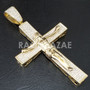 14K ICED HUGE Jesus Crucifix Cross Brass Pendant w/ 10mm Cuban Chain Set