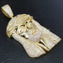 14k ICED JUMBO Jesus Face Brass Pendant w/10mm Cuban Chain