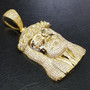 14k Gold Lab Diamond Micro Pave JUMBO Jesus Gold Pendant w/10mm Cuban Chain Set