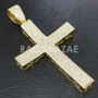 14k Gold Plated Lab Diamond BIG Brass 2PAC Cross Pendant w/ 10mm Cuban Chain Set