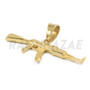 Stainless Steel Gold AK-47 Pendant Small w/ 5mm Miami Cuban Chain