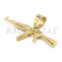 Stainless Steel Gold AK-47 Pendant Small w/ 5mm Miami Cuban Chain