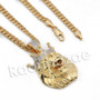 Lab diamond Micro Pave Royal Lion King Pendant w/ Miami Cuban Chain BR074