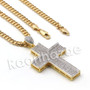 Lab diamond Micro Pave Jesus Cross Pendant w/ Miami Cuban Chain BR039