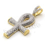 Lab diamond Micro Pave Ankh Cross Pendant w/ Miami Cuban Chain BR033