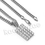 Lab diamond Micro Pave Rectangular Ice Pendant w/ Miami Cuban Chain BR010