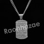 Lab diamond Micro Pave Gold PT Gambino Dogtag Pendant w/ Miami Cuban Chain B24G