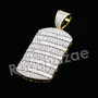 Lab diamond Micro Pave Gold PT Gambino Dogtag Pendant w/ Miami Cuban Chain B24G