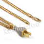 Lab diamond Micro Pave Gold PT Electric Plug Pendant w/ Miami Cuban Chain B24G