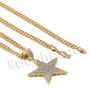 Lab diamond Micro Pave Gold PT Super Star Pendant w/ Miami Cuban Chain B24G