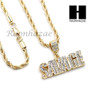 MENS BLING SAVAGE PENDANT DIAMOND CUT 30" CUBAN CHAIN NECKLACE SET G32