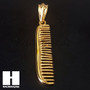 Mens 316L Stainless steel Gold Barber Shop Comb Pendant SS015