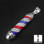 Mens 316L Stainless steel Silver Barber Shop Pole Pendant SS018