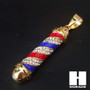 Mens 316L Stainless steel Gold Barber Shop Pole Pendant SS018