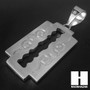 316L Stainless steel Silver Razor Blade Pendant Miami Cuban SS026