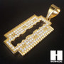 316L Stainless steel Gold Silver Razor Blade Pendant Miami Cuban SS026