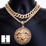 Hip Hop Premium Round Medusa Miami Cuban Choker Tennis Chain Necklace C