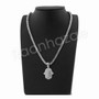HANDS OF HAMSA SILVER PENDANT W/ 24" ROPE /18" TENNIS CHAIN NECKLACE
