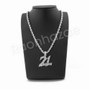 21 SAVAGE SILVER PENDANT W/ 24" ROPE /18" TENNIS CHAIN NECKLACE