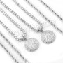 BASKETBALL PENDANT SILVER W/ 24" ROPE /18" TENNIS CHAIN NECKLACE