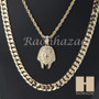 MEN KING TUT ROPE DIAMOND CUT 30" CUBAN LINK CHAIN NECKLACE SET SS01G